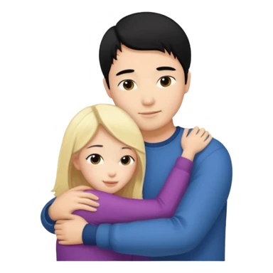 Asian Man black hair hugging blonde girl sticker