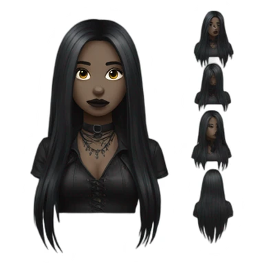 goth girl long hair sticker