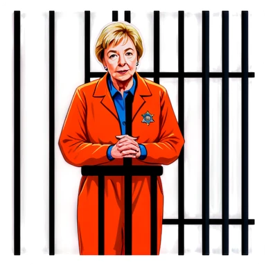 Gov Janet mills arrested in an orange jumpsuit behind bars make her more realistic and wrinkled  sticker