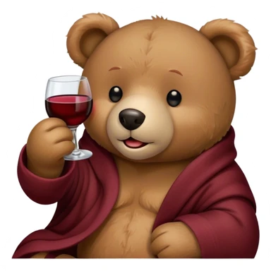 a teddy happy bear wrapped in a blanket talking on phone holding glass of wine sticker