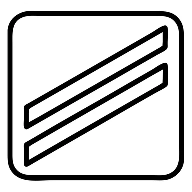 Create a minimal and clean design of three black diagonal stripes on a navy blue square background. No eagle or extra details. Match the style of the provided reference image which is an outlined icon with no fill, verbose prompt style. sticker