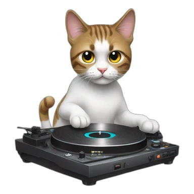 DJ cat with turntable sticker