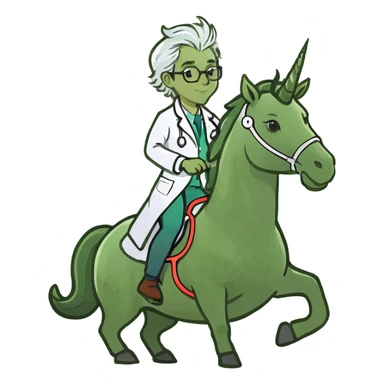 Doctor riding unicorn sticker