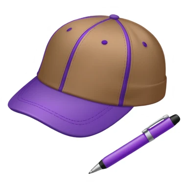 A plastic brown ball cap and the long rectangle purple. (With a pen) And looks like a BFDI style sticker