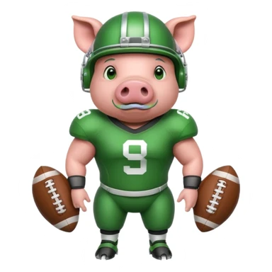 american football player pig green sticker