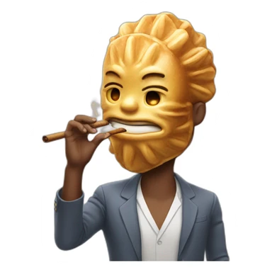 man with a taiyaki head smoking a cigar sticker