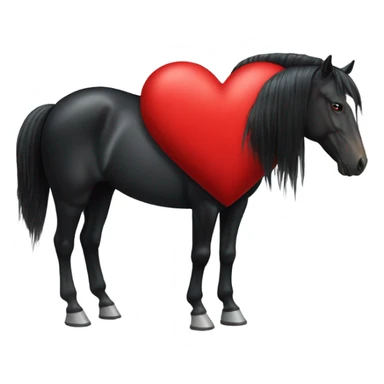 Black Horse centered within a red heart sticker