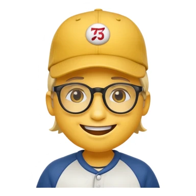 smiley emoji wearing a baseball hat and glasses sticker
