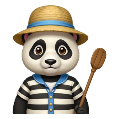 panda wearing gondolier striped shirt and hat sticker