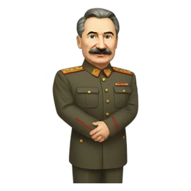 Stalin shakes Putin's hand. Putin without a mustache in a suit, Stalin in a tunic sticker