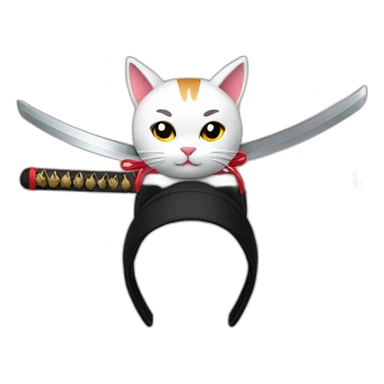 Samurai cat katana headband sticker