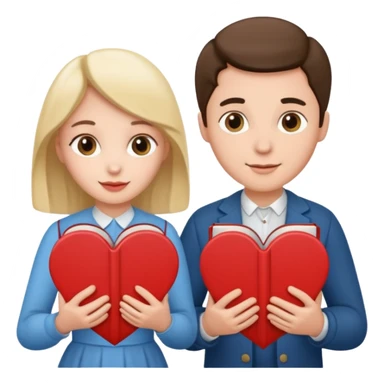 a couple hold heart books sticker