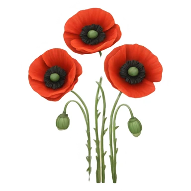 three red poppies with stems sticker
