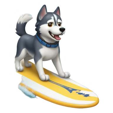 Husky dog surfing  sticker