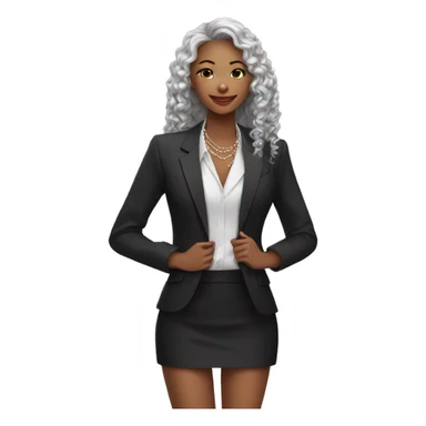 mulher branca com cabelos lisos longos preto vestida de um blazer e um colar de perolas sticker