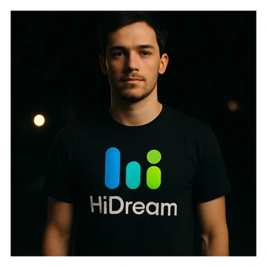 man wearing tshirt with this logo, dark night background with dim lights sticker