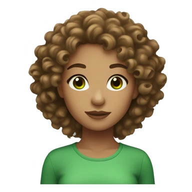 light skin girl with brown curly hair and green eyes sticker