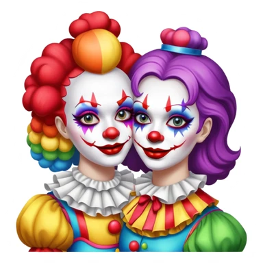 Two female clowns hugging sticker