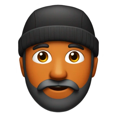 je veux un émoji avec une peau noir avec une barbe et un bonnet orange et des yeux marron  sticker
