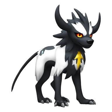 Cool Edgy Absol-Houndoom-Luxray Fakémon Digimon with Edgy markings, full body, outlined sticker