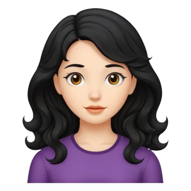 A girl with a little bit of wavy hair and black hair sticker