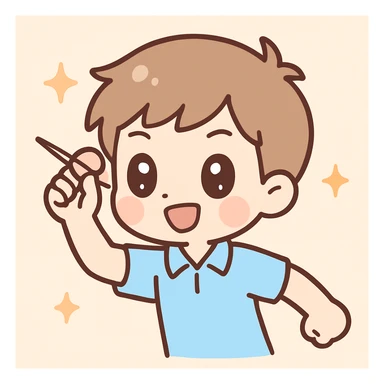 anime style emoji of a guy throwing darts, expressive and dynamic pose, simple background sticker