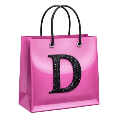 PINK GLITTER SHOPPING BAGS WITH A LETTER D IN THE MIDLLE IN COLOUR BLACK WITH GLITTER TOO  sticker