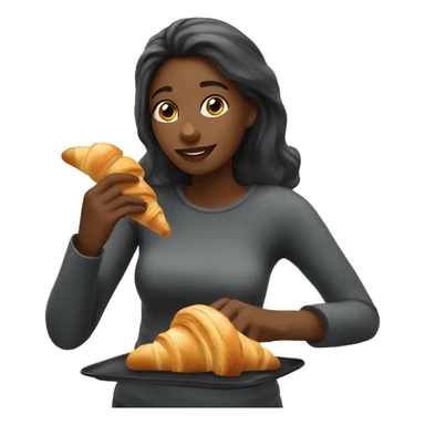 Girl eating croissants  sticker