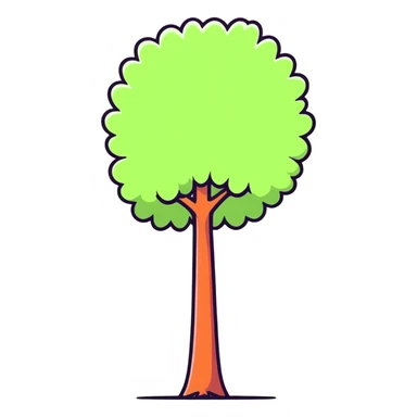 colorful fluffy Truffula tree from The Lorax with bright tuft on top and tall thin trunk sticker