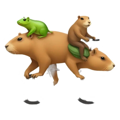 Capybara carrying frog while riding on a cat sticker
