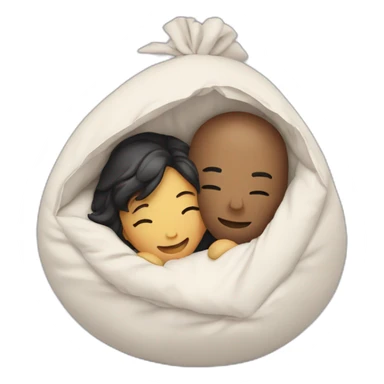 lovers hugging in ball of comforter sticker