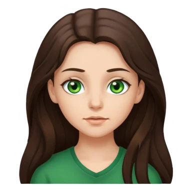 brunnete girl with long hair and lazy green eyes sticker