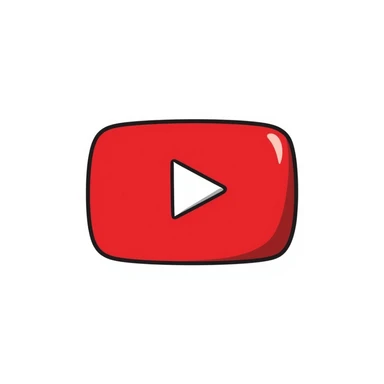 YouTube logo, hand drawn doodle, black outline, red fill, no text sticker