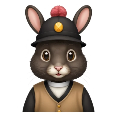 curly black rabbit with jersey and hat sticker