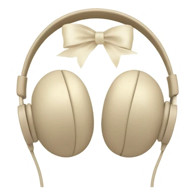 beige apple headphones with beige bows sticker