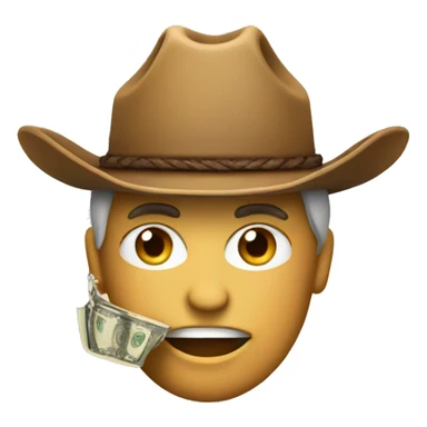 money wearing a cowboy hat with a lasso sticker