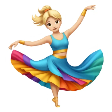Emoji estilo ilustración de una mujer practicando danza aérea en tela, sus manos colgada en telas de seda, expresión feliz, estilo emoji moderno, colores suaves, fondo simple sticker