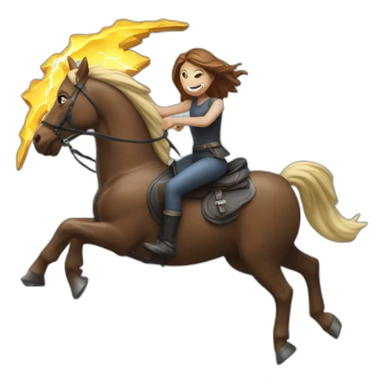 Women on a squeleton horse with a spare in his hand and a lightning crash on it sticker