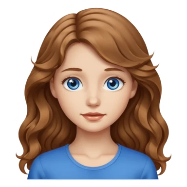 Please generate a portrait of a pretty girl with long, wavy, light brown hair. sticker