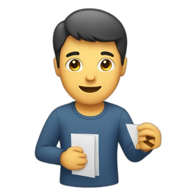 a guy holding a lettershape sticker