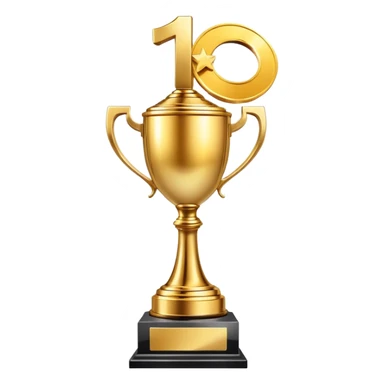 Number one trophy with gold medal sticker