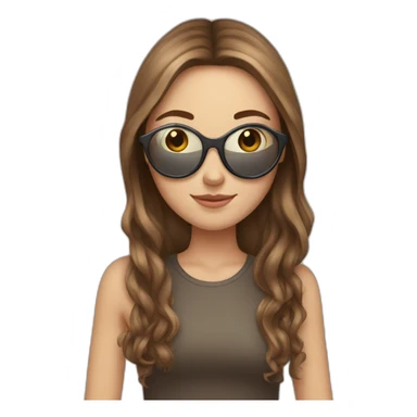white girl with long brown hair holding sunglasses in hand sticker