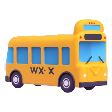 a bus with the Wix logo, 3D style sticker