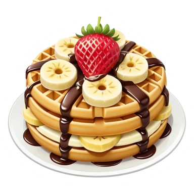 Bubble waffle with ice in the middle, strawberry, bananas and chocolate everywere  sticker