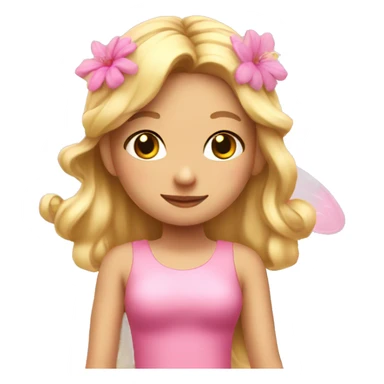 A blonde fairy wearing a pink dress, pink wings and pink flowers in her hair sticker