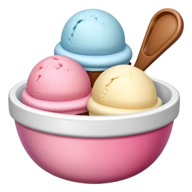 Neapolitan ice cream scoops in a bowl no spoon sticker
