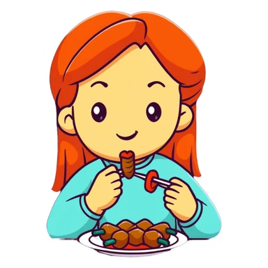 Girl eating shashlik  sticker