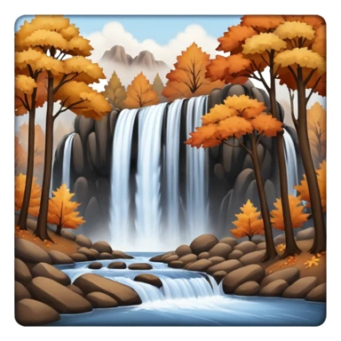 autumn with brown trees waterfall sticker