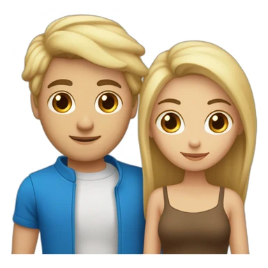 Couple avec homme blond aux yeux très bleus et femme blonde cheveux lisse aux yeux marrons  sticker