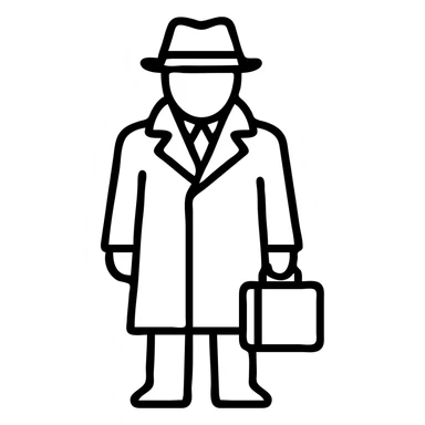 Штирлиц in a trench coat, holding a briefcase sticker